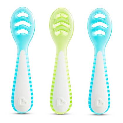 Munchkin Gentle Dip Self-Feeding Spoons - Blue/Mint - 3pk