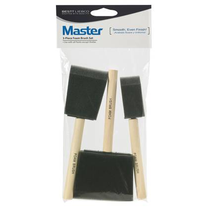 Master 3pc 1" - 3" Foam Paint Brush Set: Polyurethane Sponge Applicators for All Paint Types