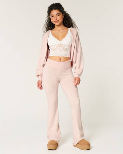 Gilly Hicks Sweater-Knit Foldover Waist Flare Pants