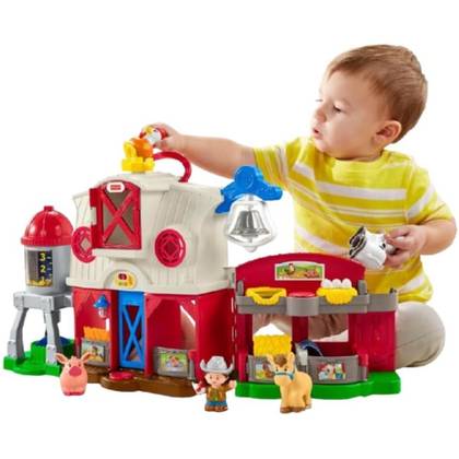 Fisher-Price Little People Caring for Animals Farm Interactive Playset with Smart Stages Learning : Little People : Little People