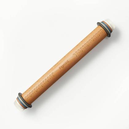 17.28" Adjustable Wood Rolling Pin Light Brown - Figmint™: Handled for Baking, Hand Wash, 1.16 lbs