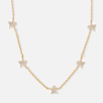 Pave Multi Star Necklace - Gold
