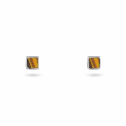 Tiger's Eye Square Stud Earrings