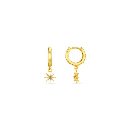 September Birthstone Sapphire Huggie Hoop Earrings