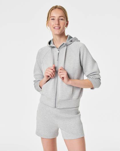 SPANX AirEssentials® Full Zip Hoodie | Light Heather Grey - Light Heather Grey