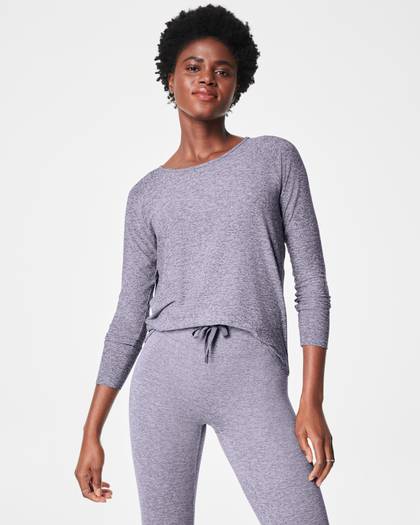 SPANX® SoftStretch Open-Back Long Sleeve Top | Violet Grey - Violet Grey