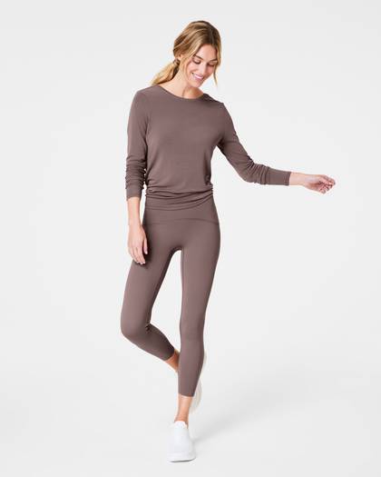 SPANX® Better Base Long Sleeve Convertible Tie Top | Smoke - Smoke