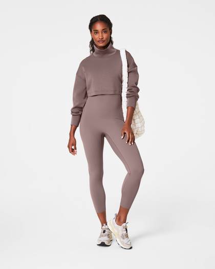 SPANX AirEssentials® Brushed & Cropped High-Neck Sweatshirt | Smoke - Smoke
