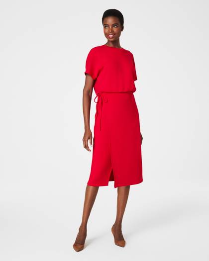 SPANX AirEssentials® Midi Wrap Dress | Spanx Red - Red