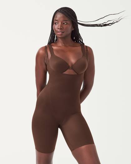 SPANXshape™ Invisible Open-Bust Mid-Thigh Bodysuit | Chestnut Brown - Chestnut Brown