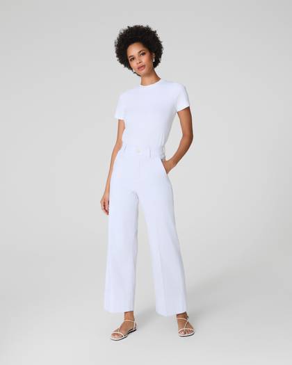 SPANXsupersmooth™ Stretch Twill Cropped Wide Leg Pant | Classic White - White