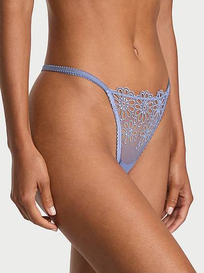 Eyelet Mesh Strappy String Thong Panty