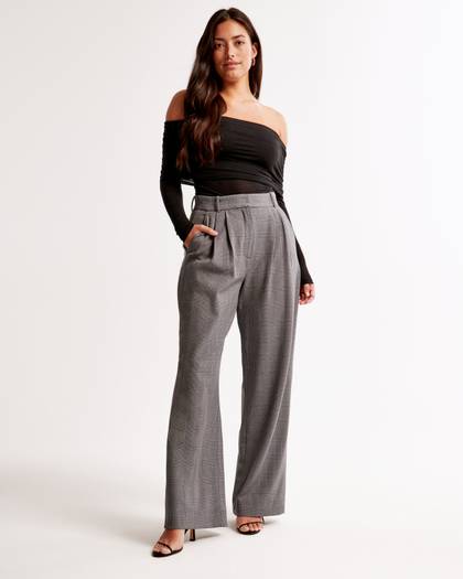 Curve Love A&F Sloane Tailored Wide Leg Pant