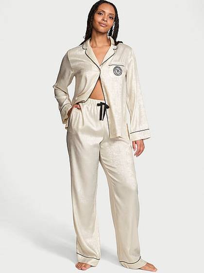 Glazed Satin Long Pajama Set