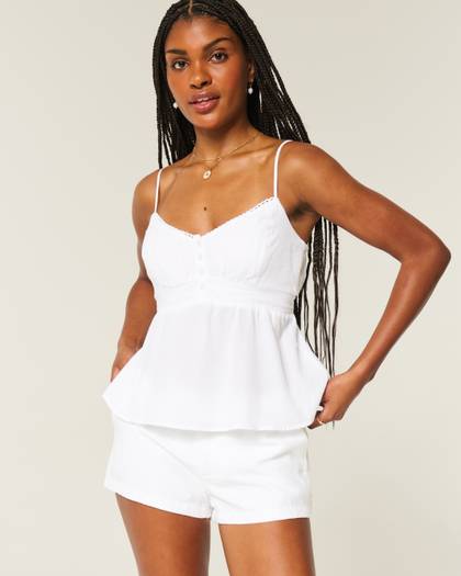 Low-Rise Linen-Blend Shortie Shorts