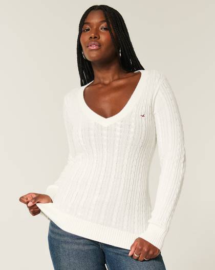 Hollister Ivy Cable-Knit V-Neck Sweater