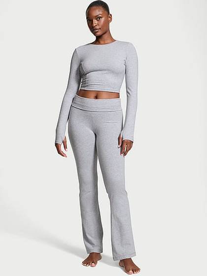 Cotton Foldover Flare Legging