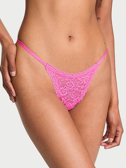 Lace Strappy-Back String Thong Panty