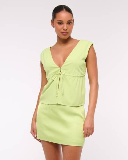 The A&F Scarlett Mid Rise Satin Mini Skort