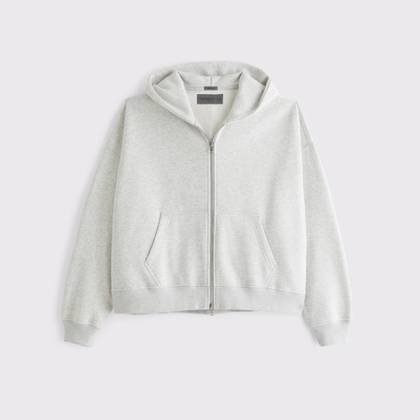 Cropped Essential Full-Zip Hoodie