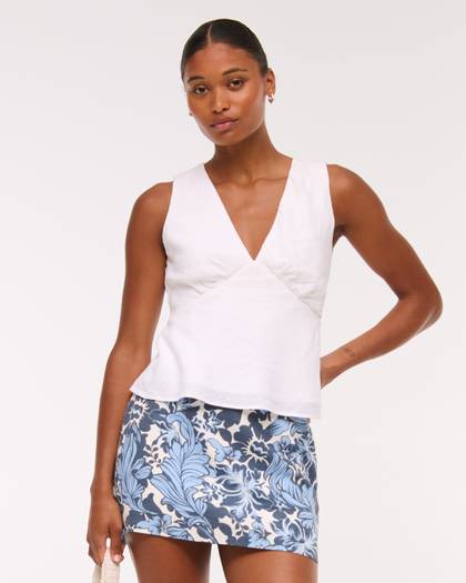 The A&F Scarlett Curve Love Linen-Blend Mini Skort
