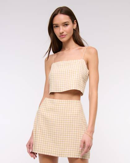 The A&F Scarlett Curve Love Linen-Blend Mini Skort
