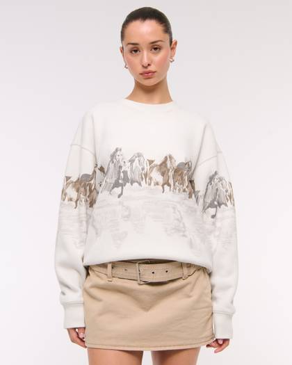 Horses Graphic Oversized Sunday Crew