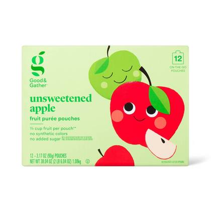 Unsweetened Apple Fruit Puree Applesauce Pouches - 12ct - Good & Gather™