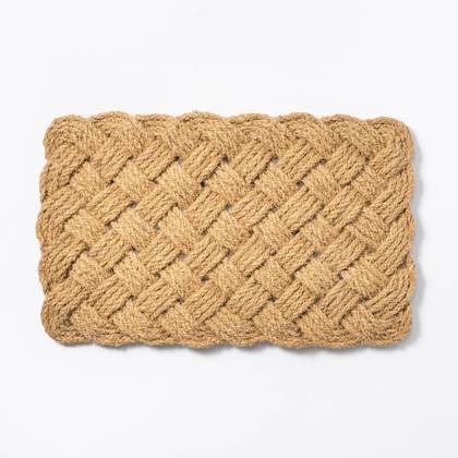 Lovers Knot Door Mat Neutral - Threshold™ designed with Studio McGee: Outdoor Coir High Pile Basket Weave 1'6"x2'6"