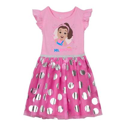 Ms. Rachel Toddler Girls Tulle Dress Polka Dots Bright Pink 2T