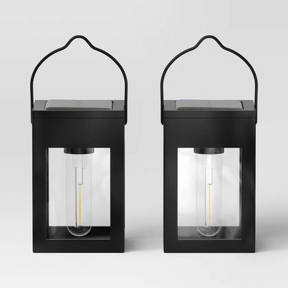 2pk Solar LED Outdoor Deck Lights Matte Black - Threshold™
