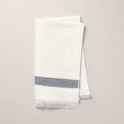 Textured Stripe Terry Hand Towel with Fringe Blue/Cream - Hearth & Hand™ with Magnolia