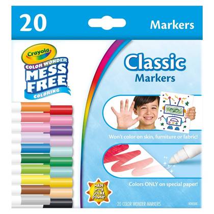Crayola 20ct Color Wonder Broadline Markers,Mess-Free, Non-Toxic, Creative Thinking, 20 Markers, Ages 3+