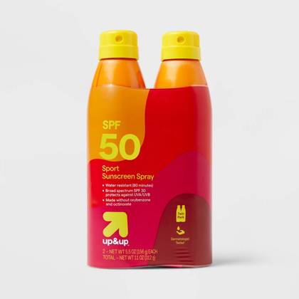 Sport Sunscreen Spray - SPF 50 - 5.5oz/2ct - up&up™: Whole Body, Paraben-Free, Scented