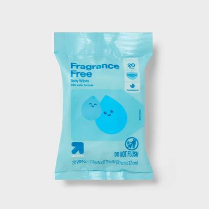 Fragrance Free Baby Wipes Travel Pack - 20ct - up&up™: Hypoallergenic, Non-Toxic, Whole Body, Pop-Up Dispenser