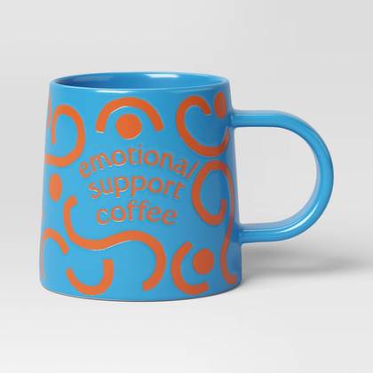 16oz Stoneware Emotional Support Coffee Mug Blue - Room Essentials™: Microwave & Dishwasher Safe Drinkware