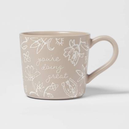 15oz Stoneware You're Doing Great Mug - Threshold™: Green Coffee Cup, Dishwasher & Microwave Safe, Traditional Style