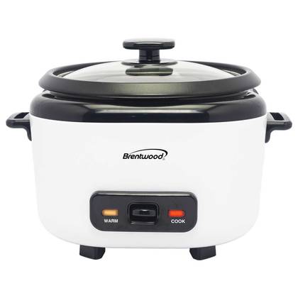 Brentwood® 8-Cups Uncooked/16-Cups Cooked Electric Rice Cooker with Measuring Cup and Spatula, White