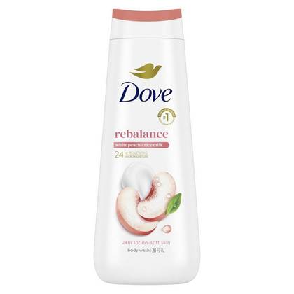 Dove Rebalance Body Wash - Peach 24hr Lotion-Soft Skin - Vegan & PETA Approved - 20 fl oz