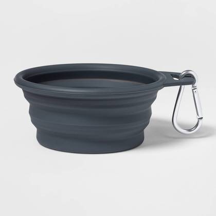 Collapsible Dog Bowl - 3.75 Cup - Gray - Boots & Barkley™: Silicone, Stainless Steel, BPA-Free, Portable