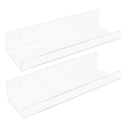 Unique Bargains Bathroom Bedroom Kitchen Room Acrylic Wall Floating Shelves Clear 2 Packs