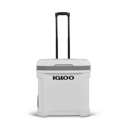 Igloo Marine Latitude 60qt Rolling Cooler - White: Retractable Handle, Cup Holder