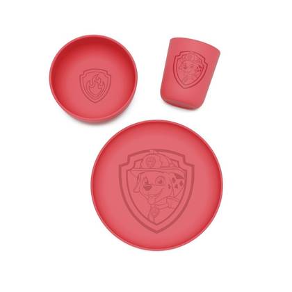 Lalo PAW Patrol 3pc Toddler Mealtime Set Silicone Plate, Bowl & Cup: Features Favorite Character Marshall Design