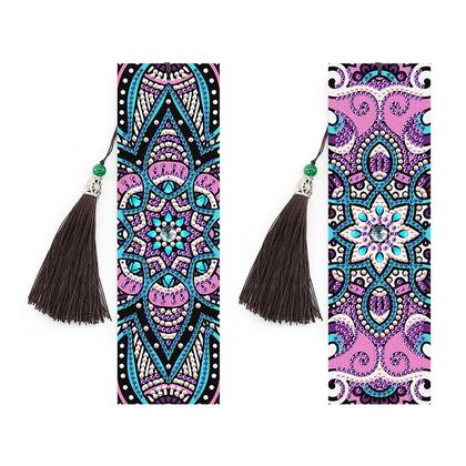 2pcs Bookmark DIY Painting Bookmark Leather Bookmark with Tassel Special Shaped Diamond Embroidery Book Marks