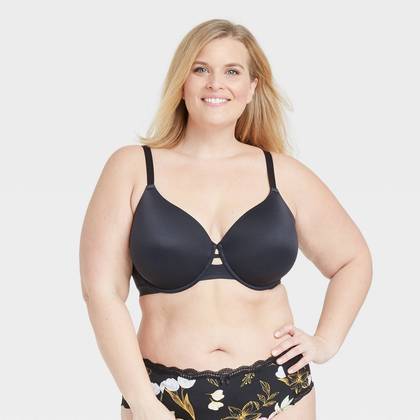 Women's Back Smoothing Bra - Auden™ Black 42C: Molded Cup, Underwire, Adjustable Strap