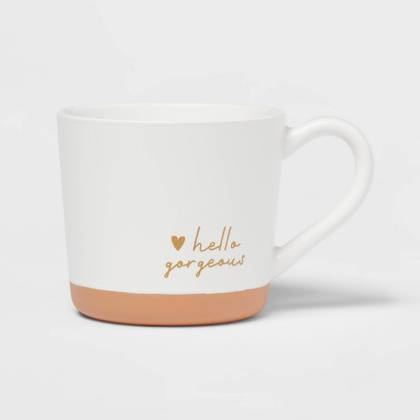 15oz Stoneware Hello Gorgeous Mug - Threshold™: Traditional White Coffee Mug, Dishwasher & Microwave Safe, 1 Piece