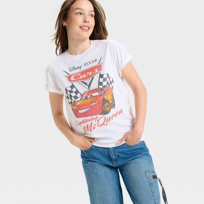Women's Disney Cars Short Sleeve Graphic T-Shirt - White XXS