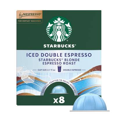 Starbucks by Nespresso Vertuo Capsules Iced Double Espresso Blonde Light Roast Coffee Pods - 8ct