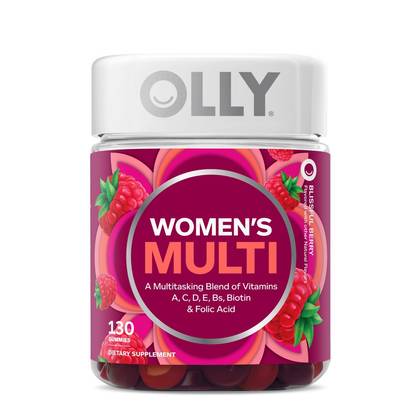 OLLY Women's Multivitamin Gummies - Berry - 130ct: Gluten-Free, No Artificial Colors, Keratin