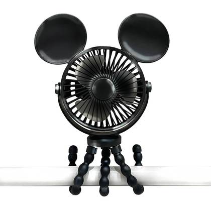 Disney Baby by J.L. Childress Mickey Mouse Stroller Fan - Black: Adjustable Handle, Compatible With Most Strollers